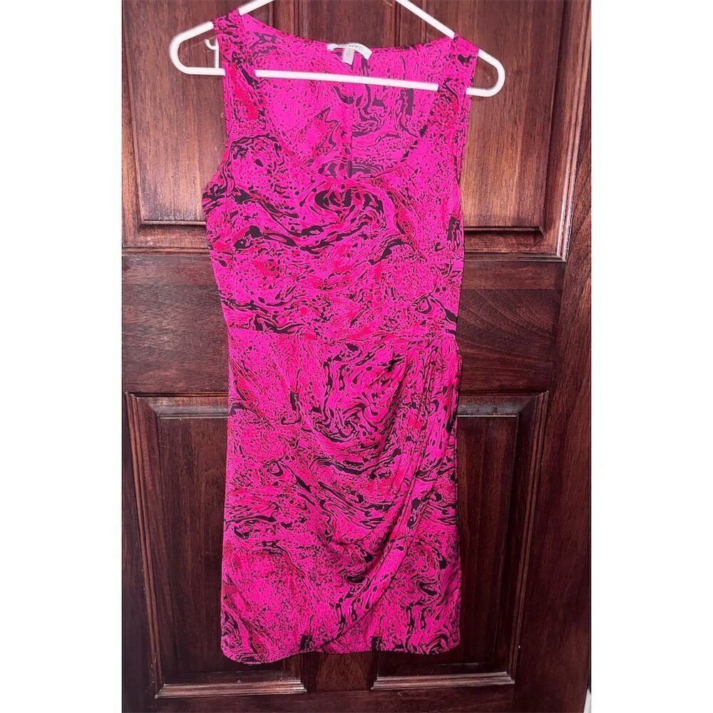 DKNYC Women's Sleeveless Pink & Black Patterned Knee Length Dress Size 2